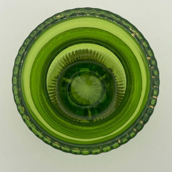 1905 St. Louis Worlds Fair Colorado Glass Emerald Toothpick Holder Lacy Medalion - Picture 8 of 10